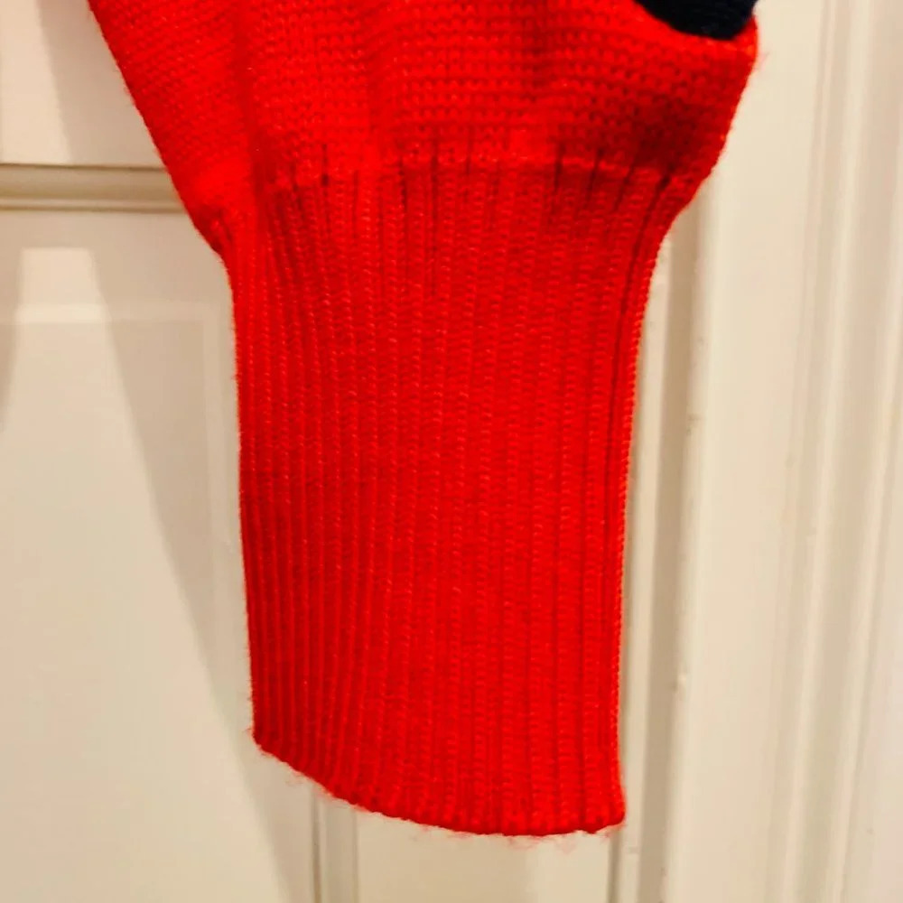 Vintage Meister Sweater Ski Acrylic Wool Blend Blue Navy Red 1/4 Zip Men MEDIUM - Picture 4 of 16